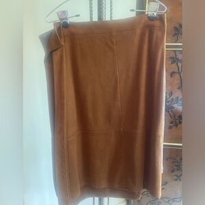 Chocolate Brown Suede Wrap Skirt w Tie | Adjustable Waist | Luxe Soft Feel